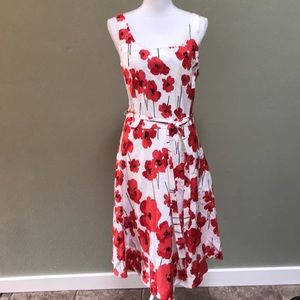 Red and black poppy dress. - Size 16